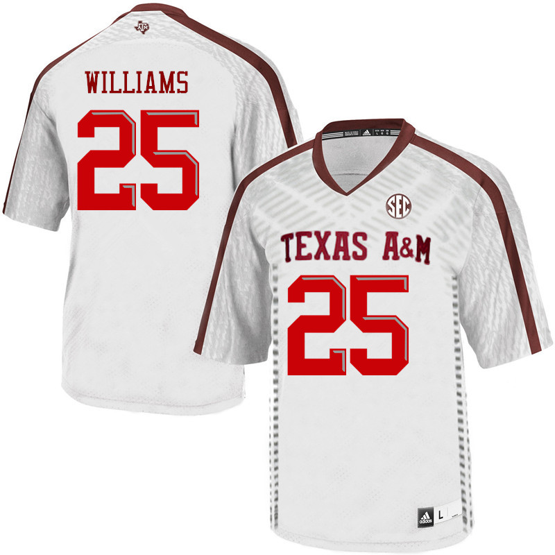 Men #25 Brian Williams Texas A&M Aggies College Football Jerseys Sale-White - Click Image to Close